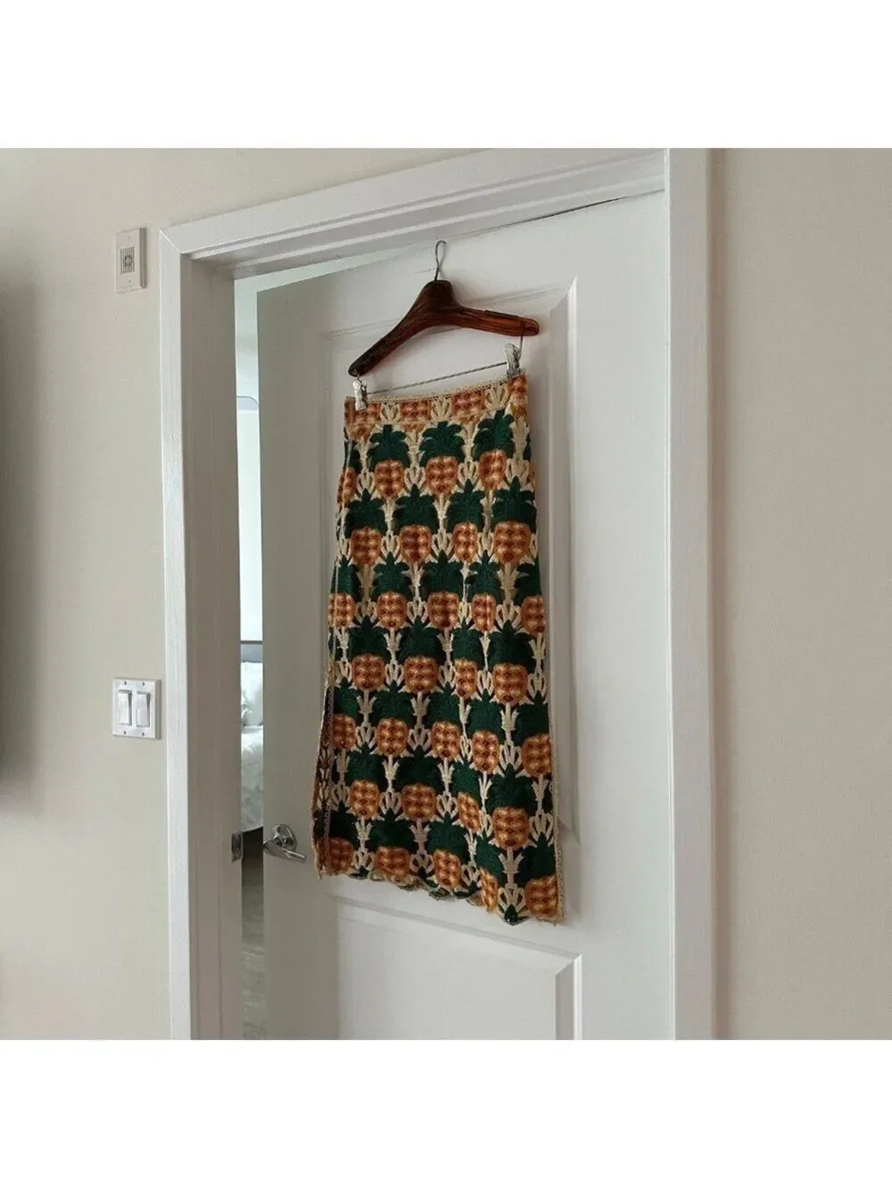 Farm Rio Sand Pineapple Crochet Skirt